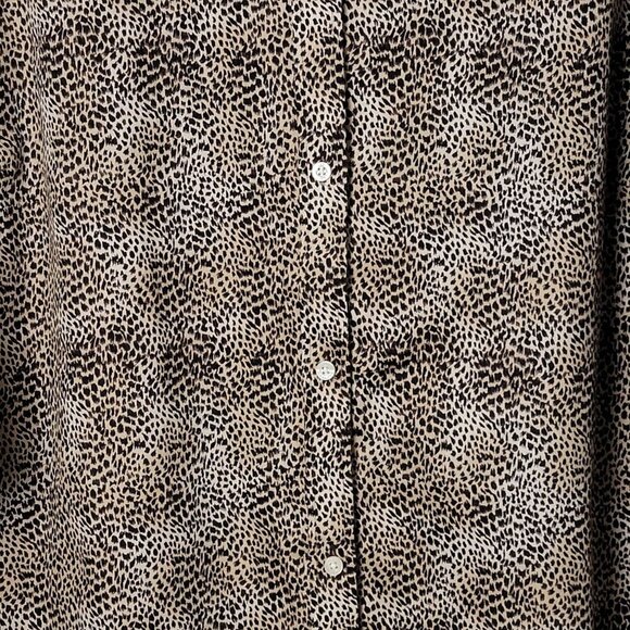 Chaps by Ralph Lauren Womens Leopard Cheetah Animal 3/4 Sleeves Button Up Top 2X - Picture 4 of 8